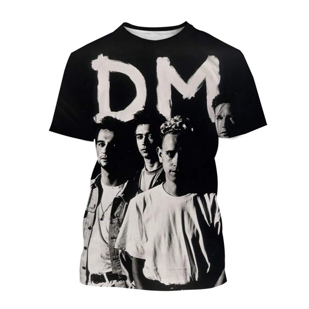 3D Printed Casual Short Sleeve T-Shirt for Men featuring Depeche Mode