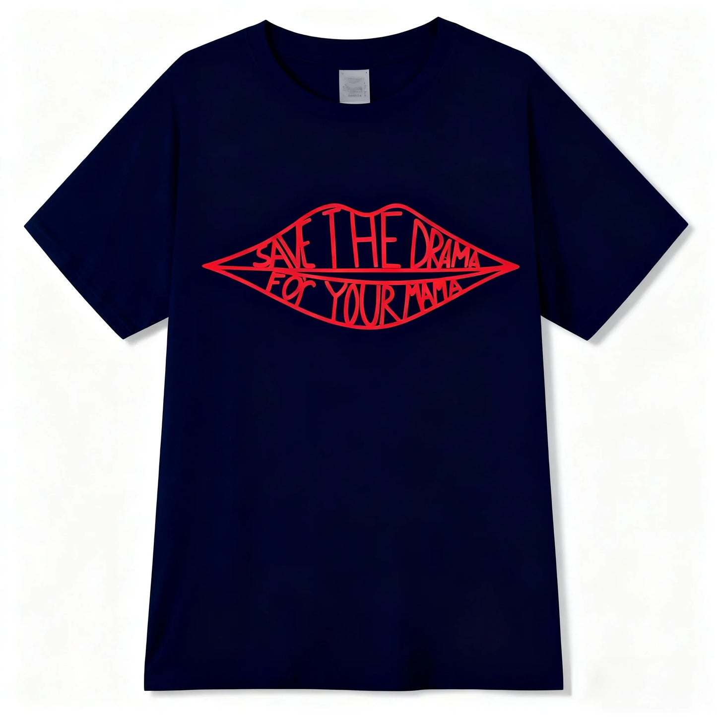 Men's Summer T-shirt Save The Drama for Your Mama Lips Print Casual Short Sleeve Tee Streetwear Hip Hop Top 100% Cotton Loose
