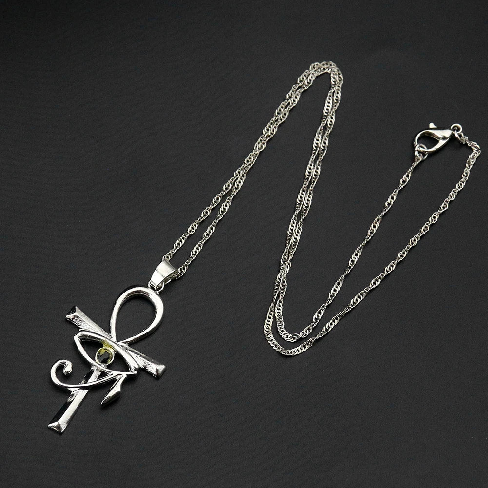 Egyptian Eye of Horus Ankh Cross Necklace Religious Amulet Life Symbol Protection Punk Charm Pendant Choker Jewelry for Women
