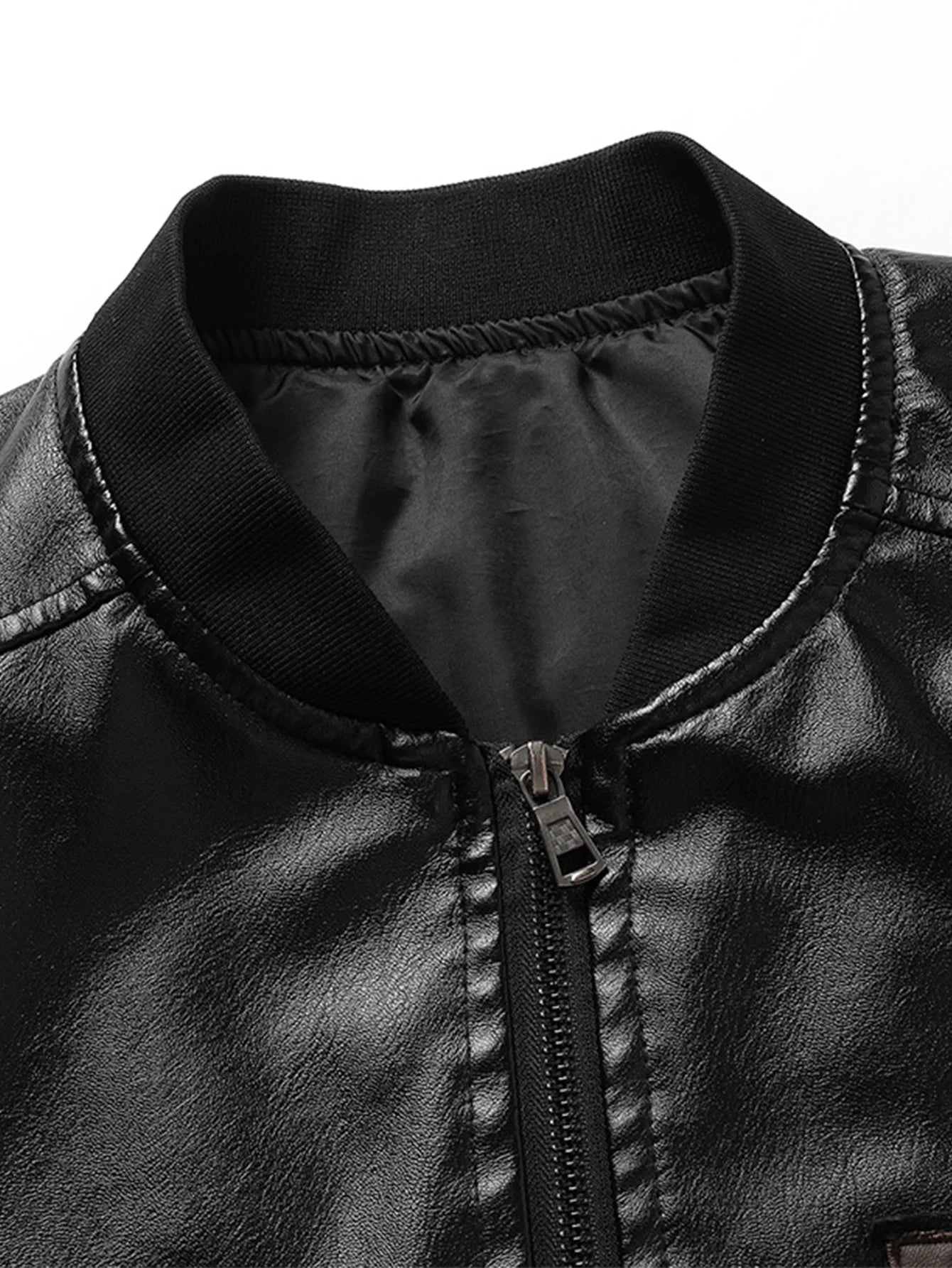 Men's Bomber Jacket Casual Long Sleeve Zip-Up Collar with Pockets Outerwear