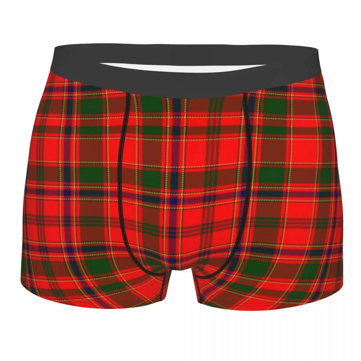 Black Watch Tartan Boxer Shorts for Men in Lycra and Polyester
