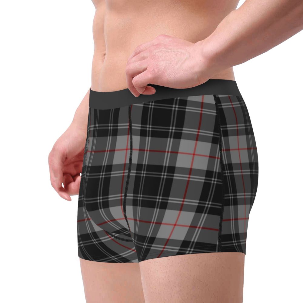 Black Watch Tartan Boxer Shorts for Men in Lycra and Polyester