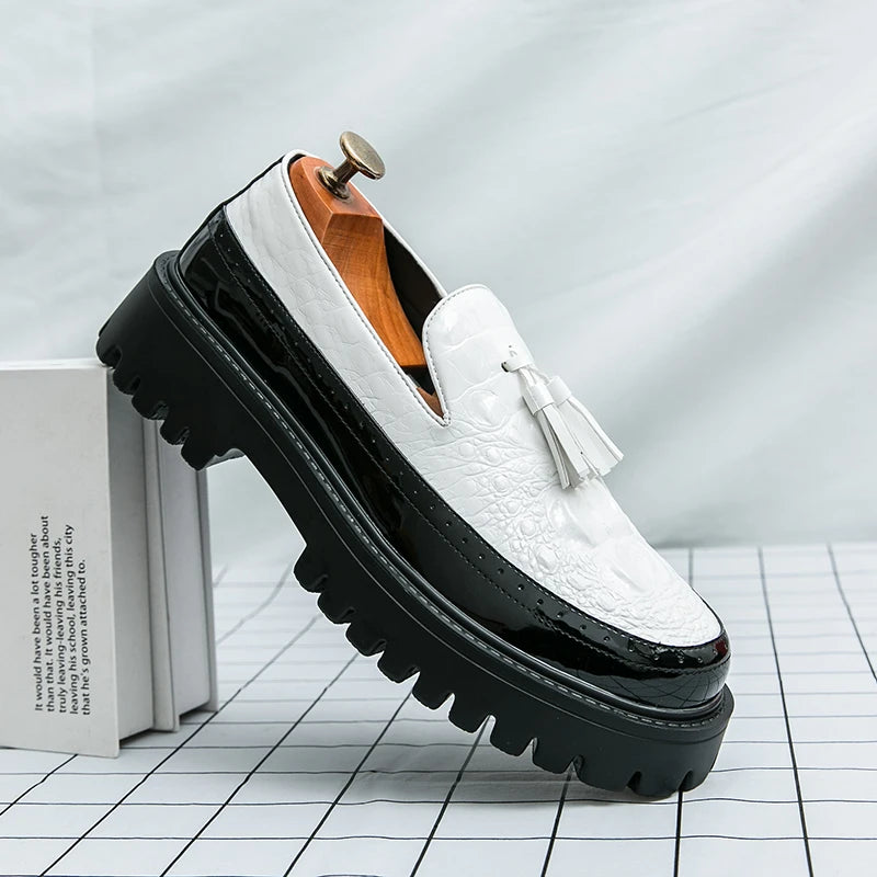 Mens Patent Leather Loafers Shoes for Business Casual