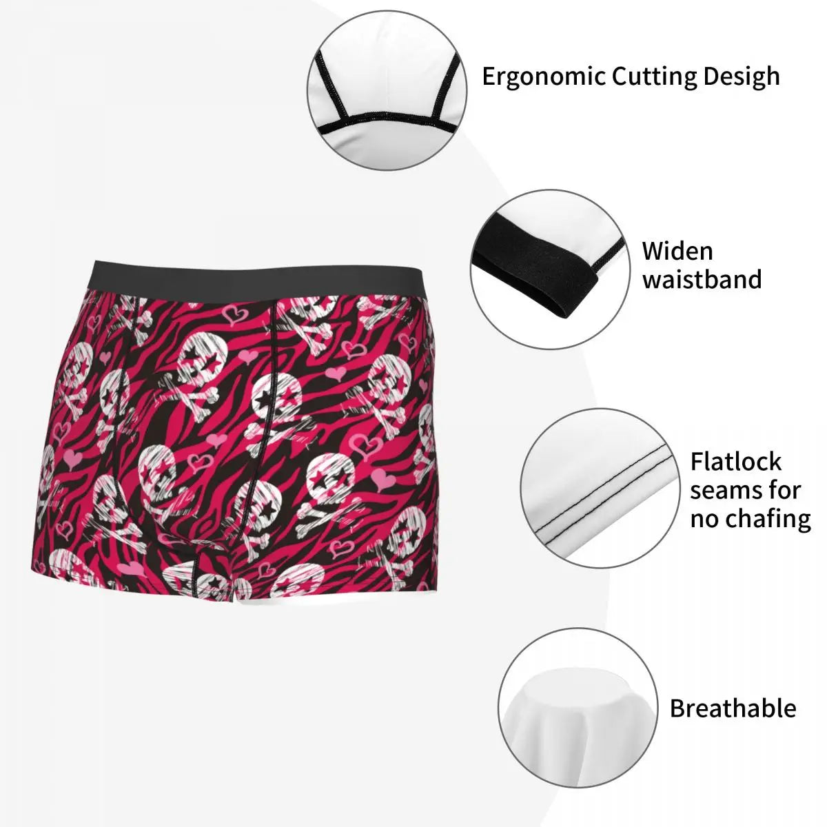 Zebra Star Skull Print Boxer Shorts for Men