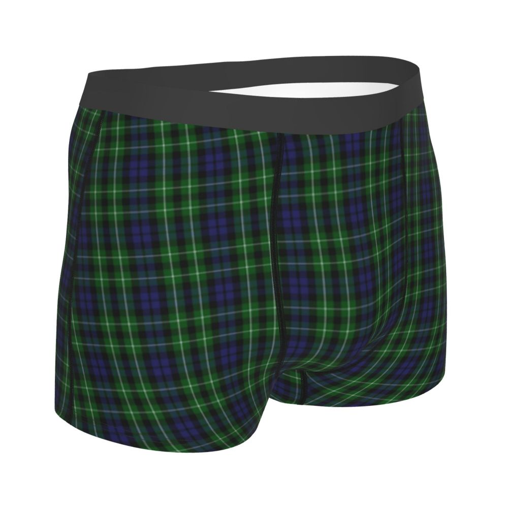 Black Watch Tartan Boxer Shorts for Men in Lycra and Polyester