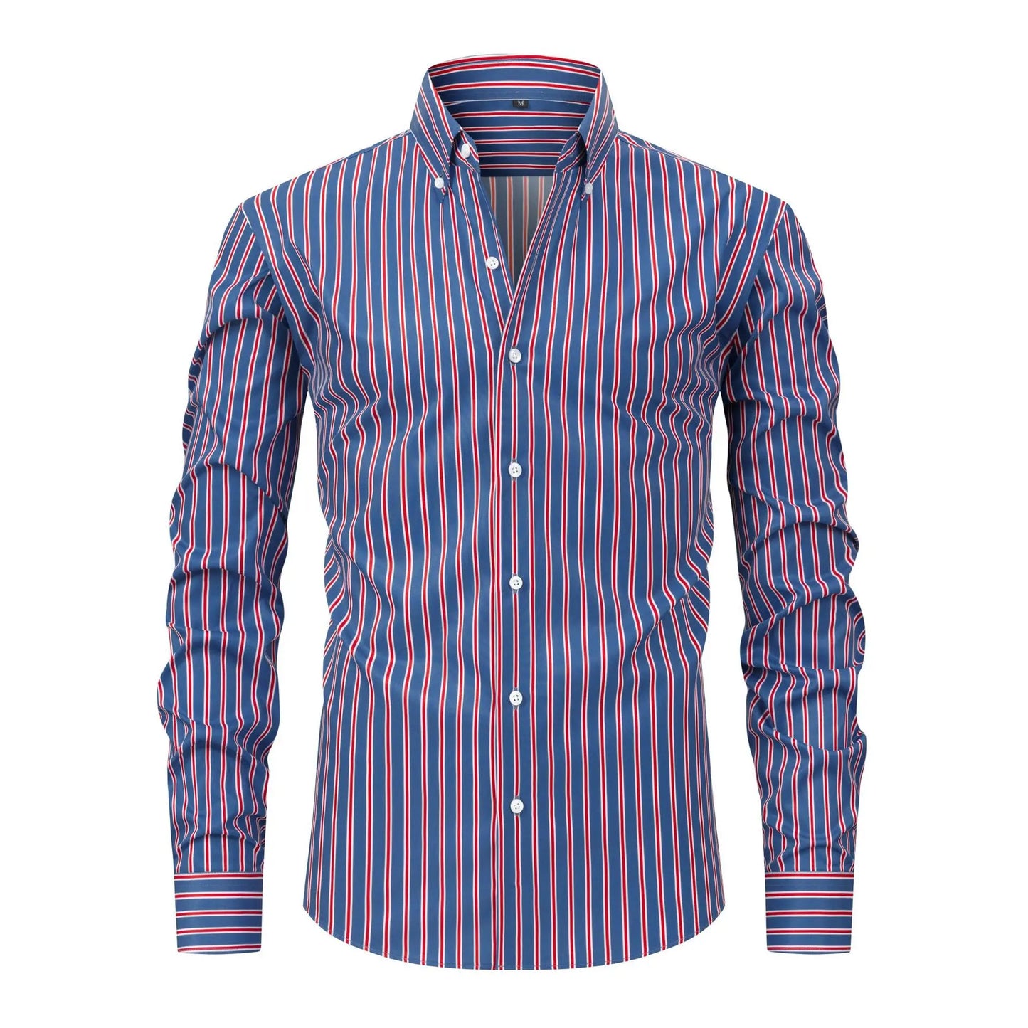 Men's Striped Long Sleeve Dress Shirt for Casual and Business