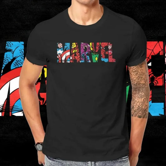 2025 Classic Marvel Character Letter Logo T Shirt