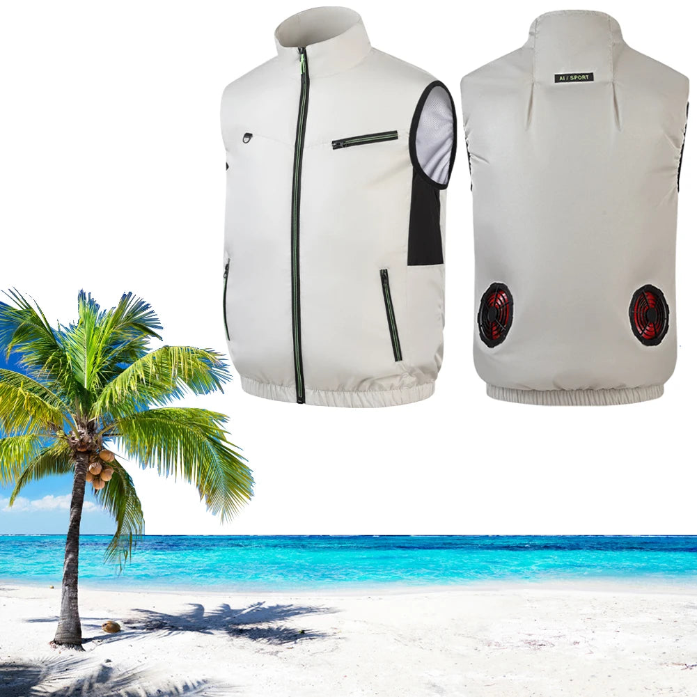 Wearable Cooling Fan Vest for Summer Camping and Fishing