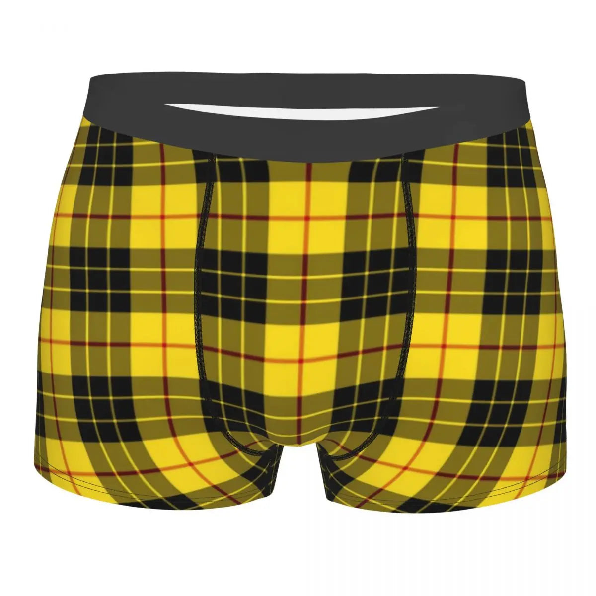 Black Watch Tartan Boxer Shorts for Men in Lycra and Polyester