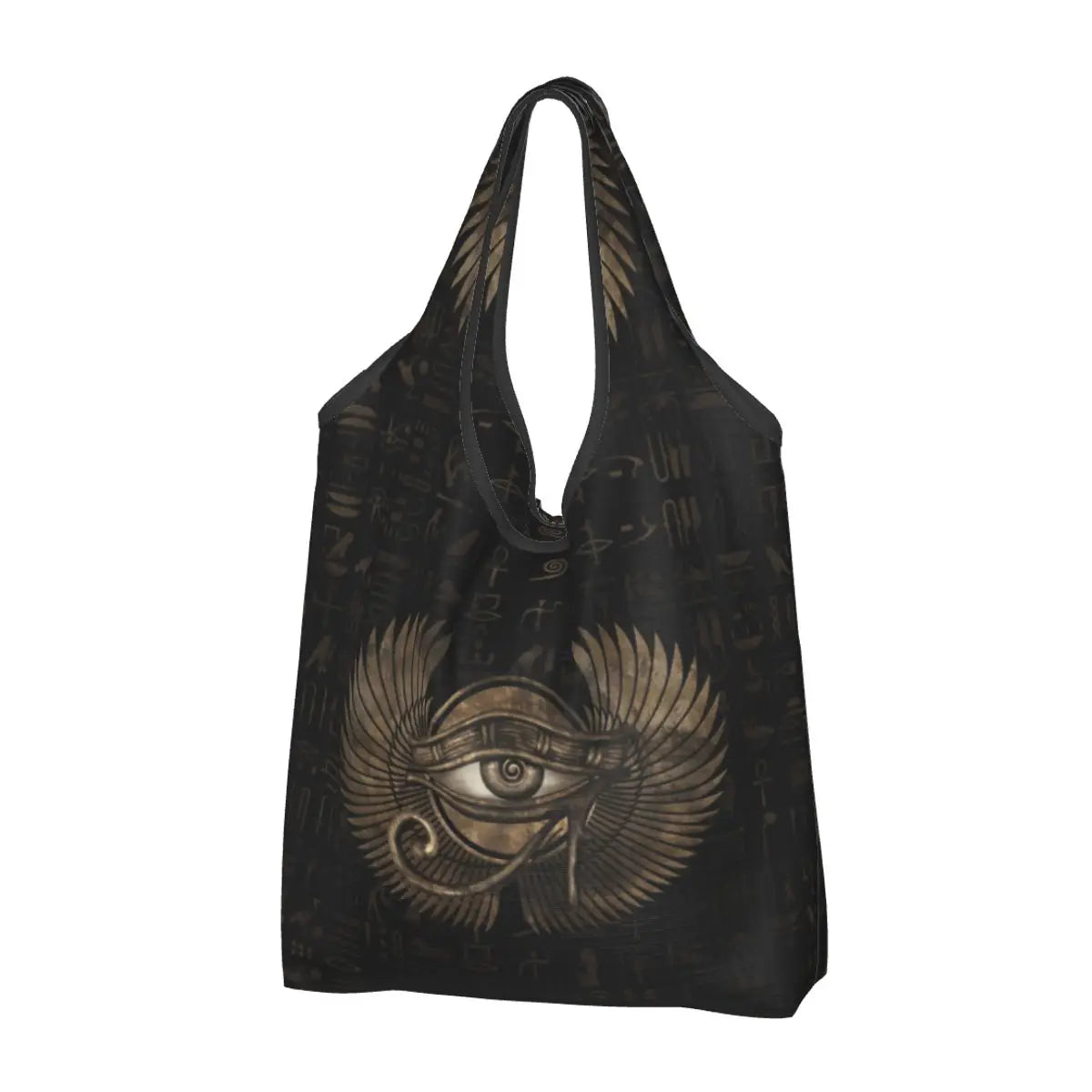Egyptian Eye Of Horus Grocery Shopping Bags Custom Shopper Tote Shoulder Bag Portable Ancient Egypt Hieroglyphics Handbag