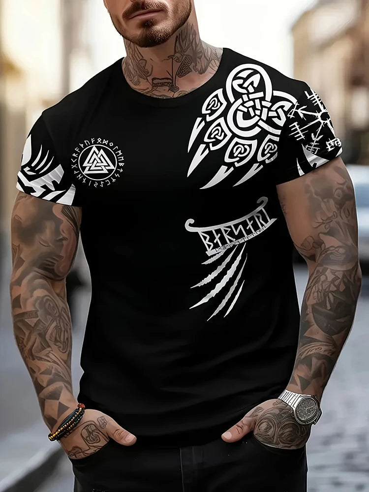 Egyptian Religious Style 3D Anubis Printed Men's Short-sleeved Shirt Outdoor Sports Men's Fitness T-shirt Street Fashion T-shirt
