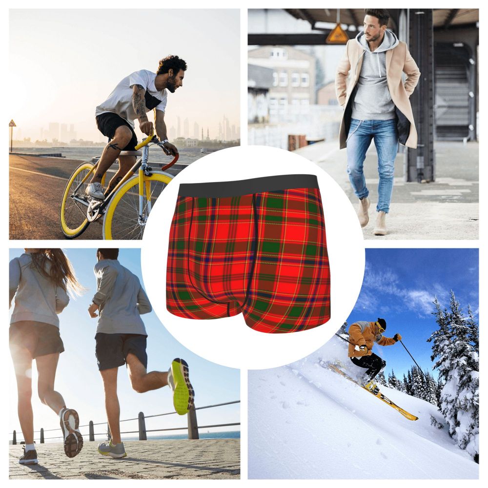 Black Watch Tartan Boxer Shorts for Men in Lycra and Polyester