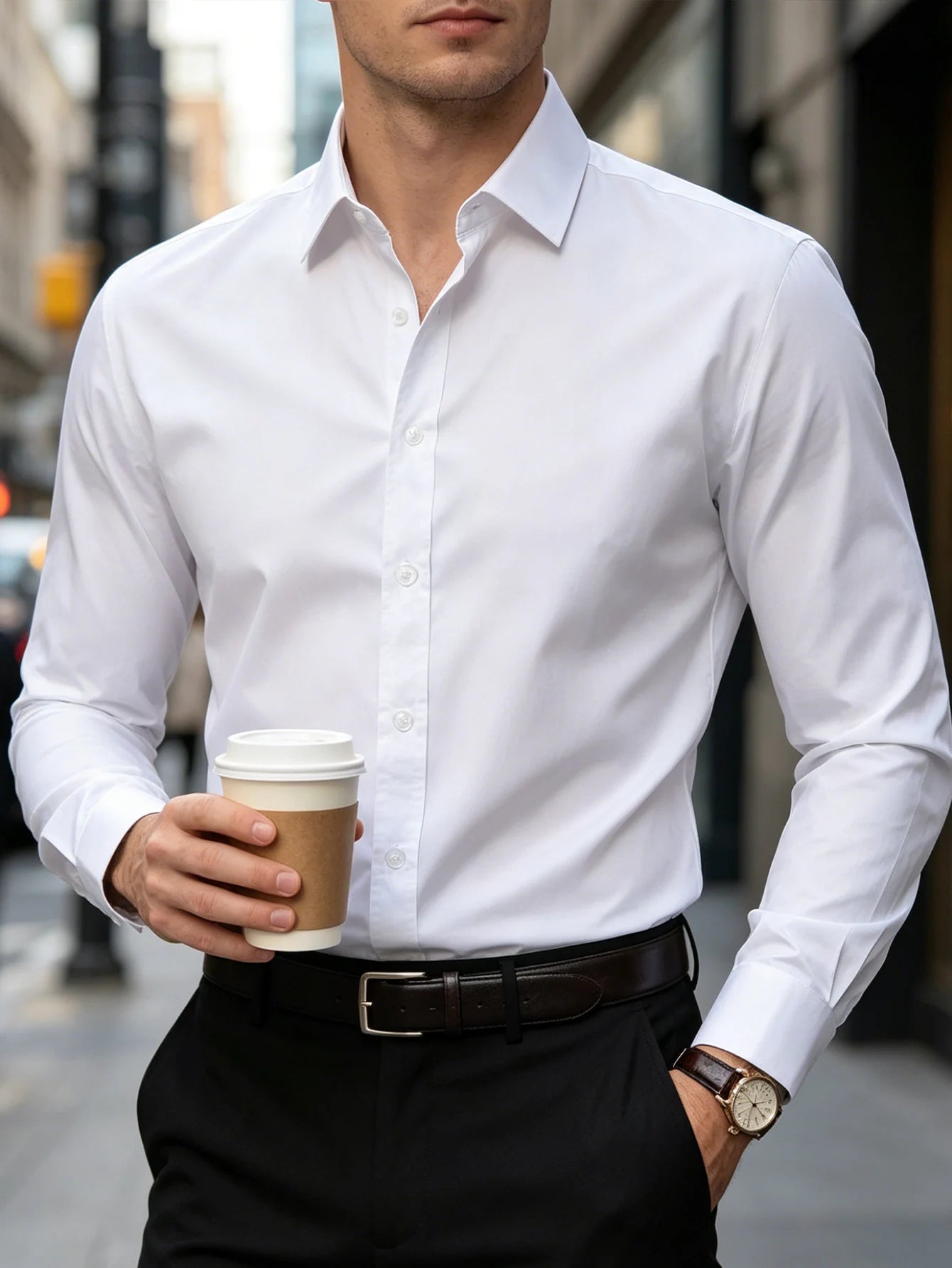 Elegant Fashion Long Sleeve Men Shirt for Business Casual Wear