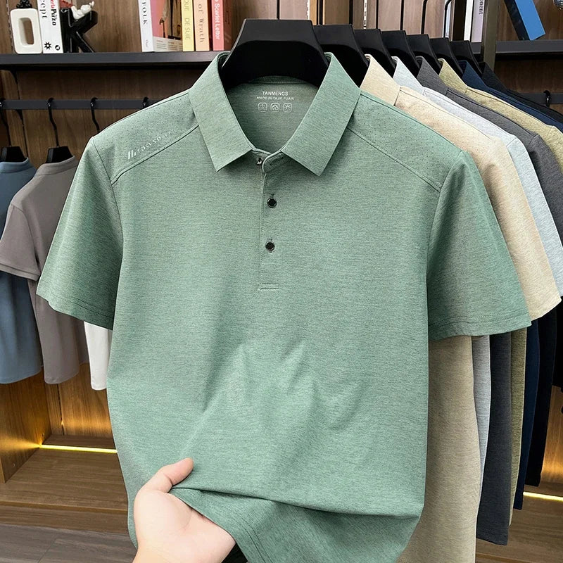 Mens Modern Polo T Shirt Short Sleeve Slim Fit Design Tops Suitable For Business Casual And Daily Wear
