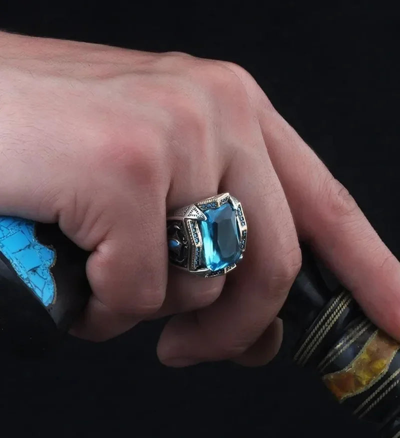 Classic Retro Rainbow / Gatrique Men Rings Silver Color Signet Steampunk Rings for Men