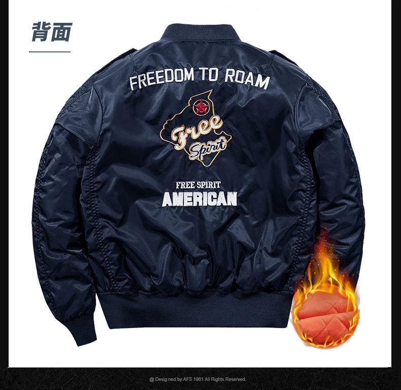 Bomber Jacket Men Thick Warm Jacket Men Military Aviator Pilot Coat