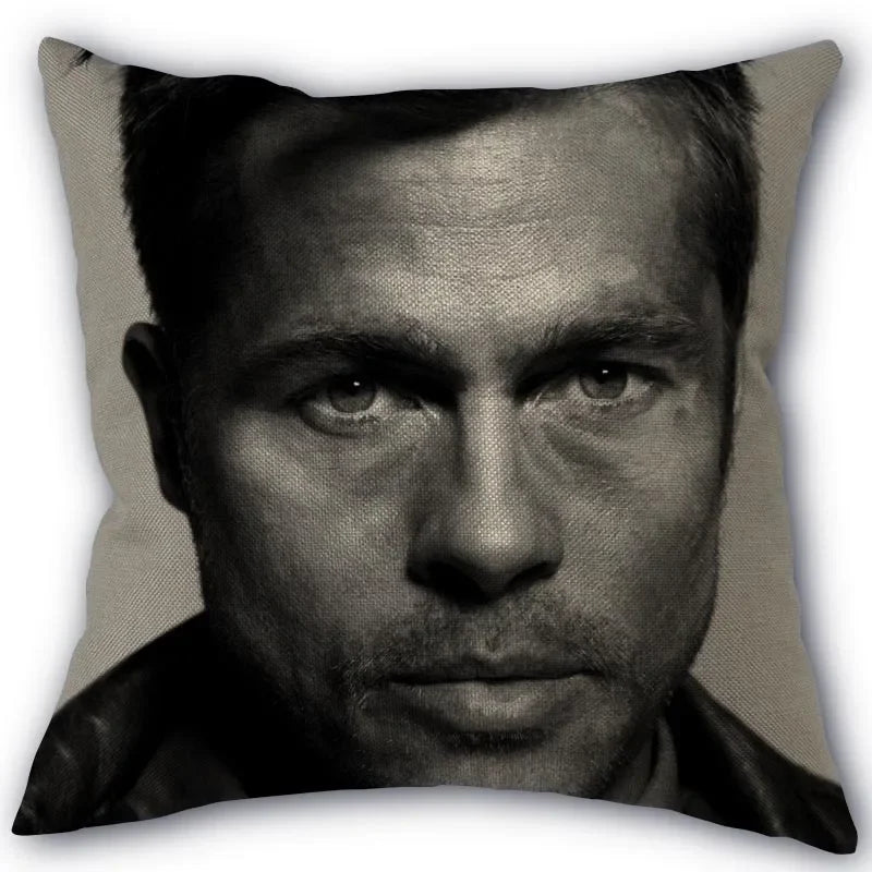 Custom Brad Pitt Pillowcase 45x45cm One Side Decoration Home Textile Cotton Pillow Cover 2026 +