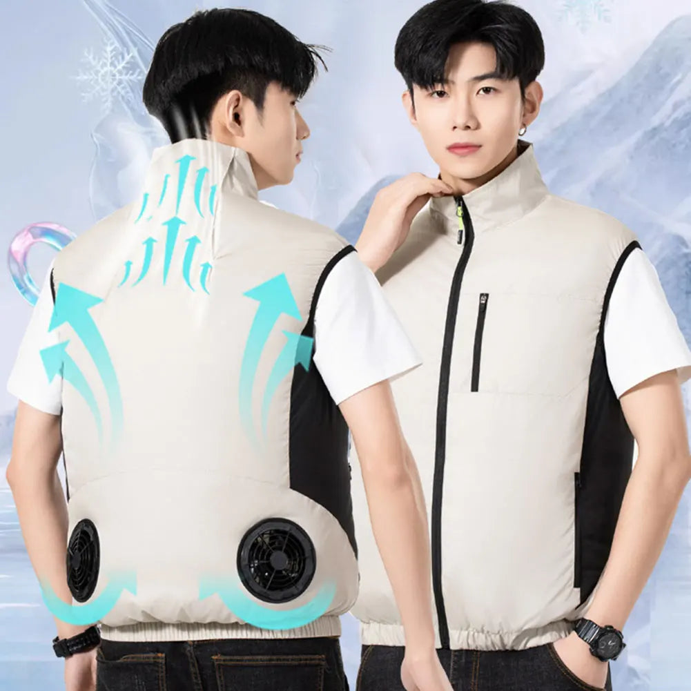 Cooling Fan Vest for Men Breathable Polyester Workwear