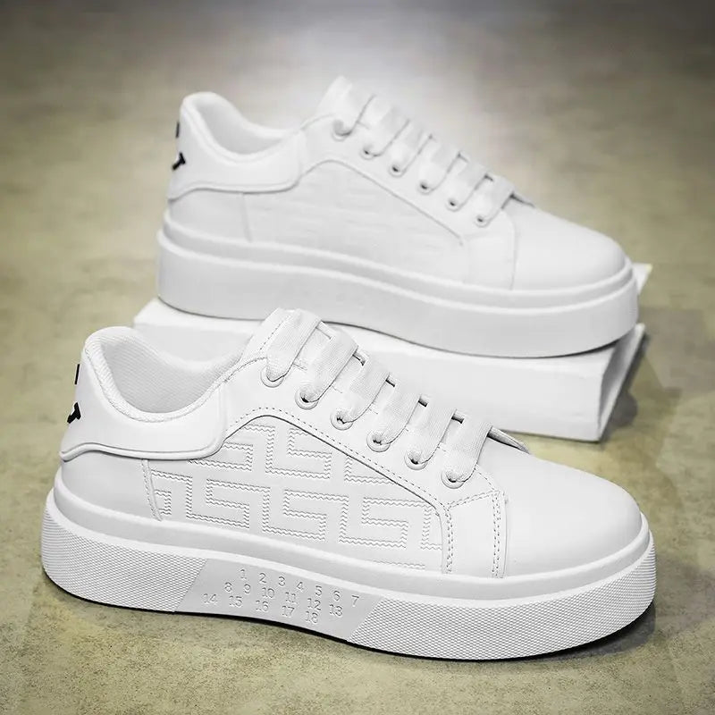 Men's Casual Leather Platform Sneakers for Summer