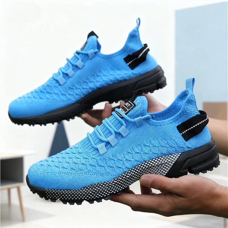 Men's Yellow Knit Sport Sneakers Lightweight Mesh Casual Shoes