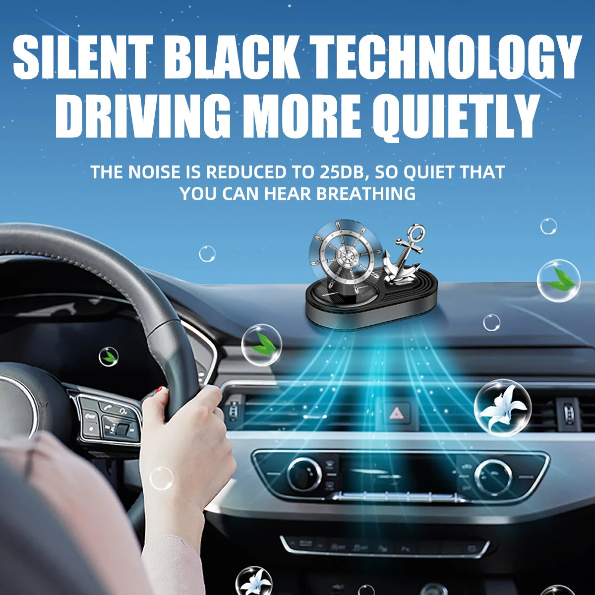 Anchor Car Air Freshener Solar Rotating Diffuser Red Blue Black