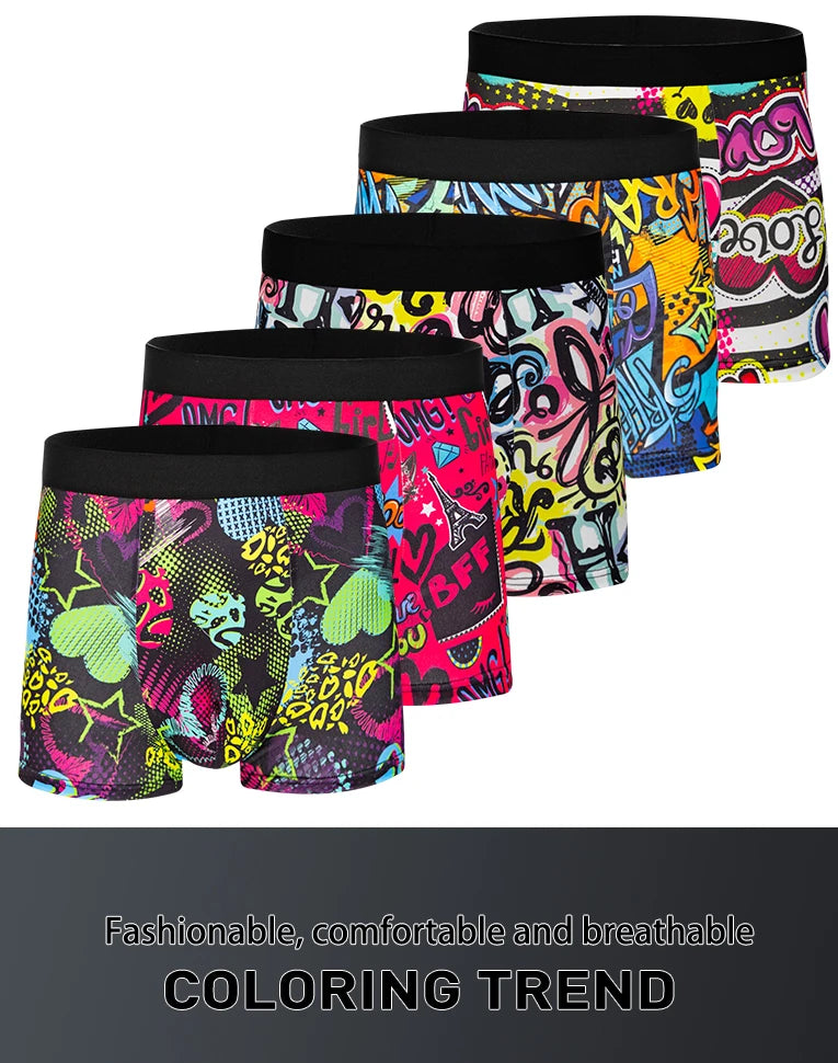 Men's Boxer Shorts 5-Pack Polyester Print