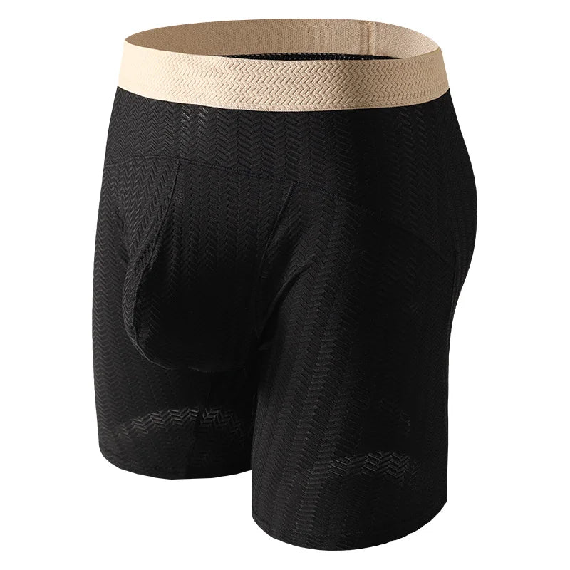 Men's Long Boxer Shorts with U Pouch Design