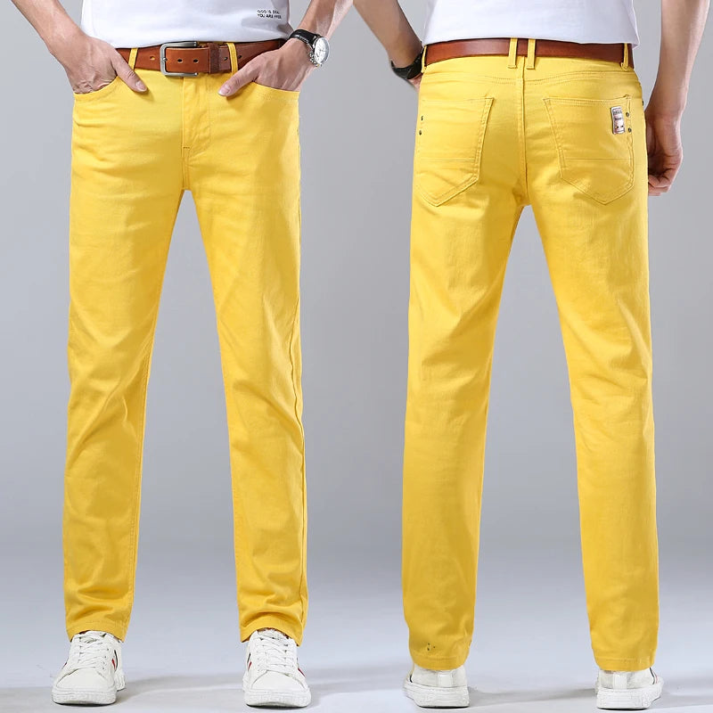 Men's Slim Fit Denim Jeans Casual Straight Stretch Pants