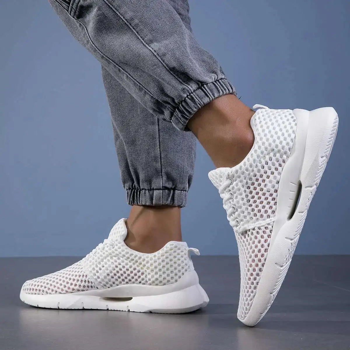 Men's White Mesh Breathable Casual Shoes for Summer Hiking