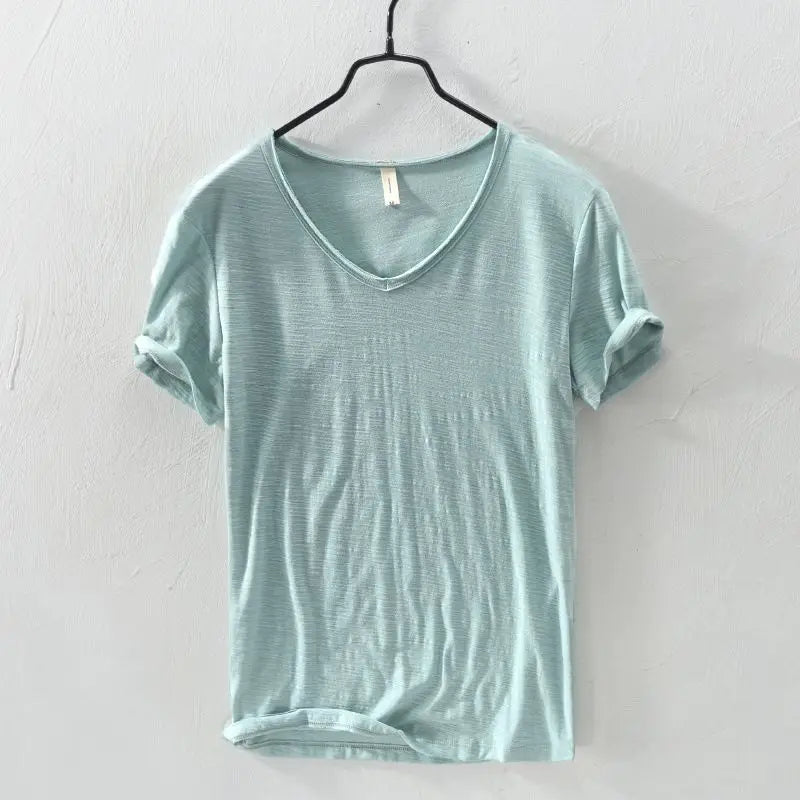 Cotton V-Neck T-Shirt for Men in White