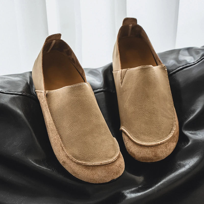 Mens Casual Soft Leather Loafers for Outdoor Walking