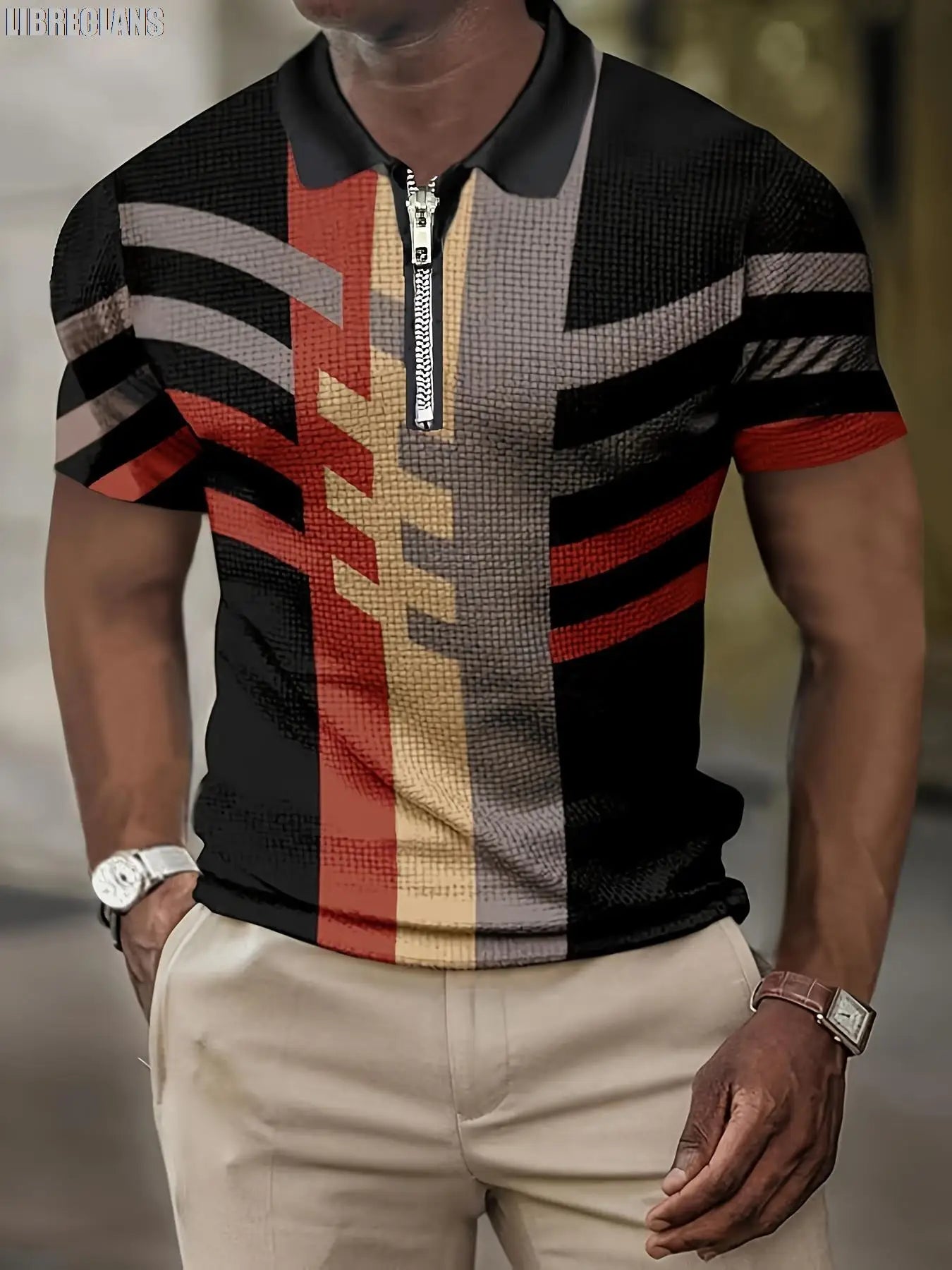 Men's Short-Sleeved POLO Shirt Summer Retro Striped