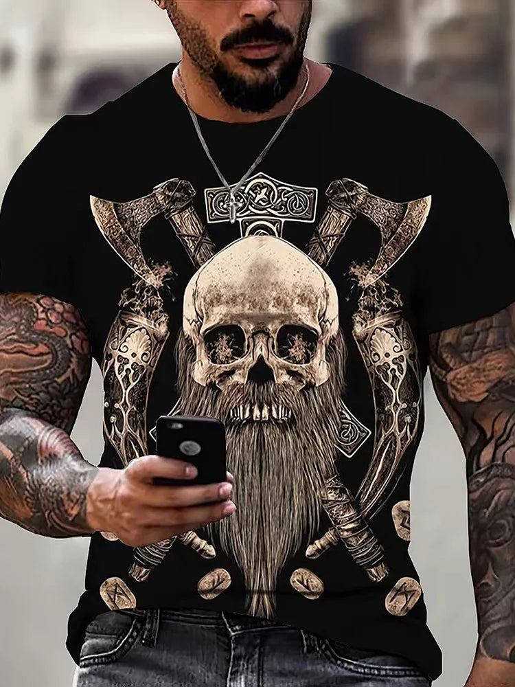 Egyptian Religious Style 3D Anubis Printed Men's Short-sleeved Shirt Outdoor Sports Men's Fitness T-shirt Street Fashion T-shirt