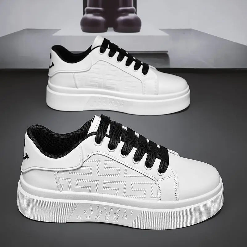 Men's Casual Leather Platform Sneakers for Summer