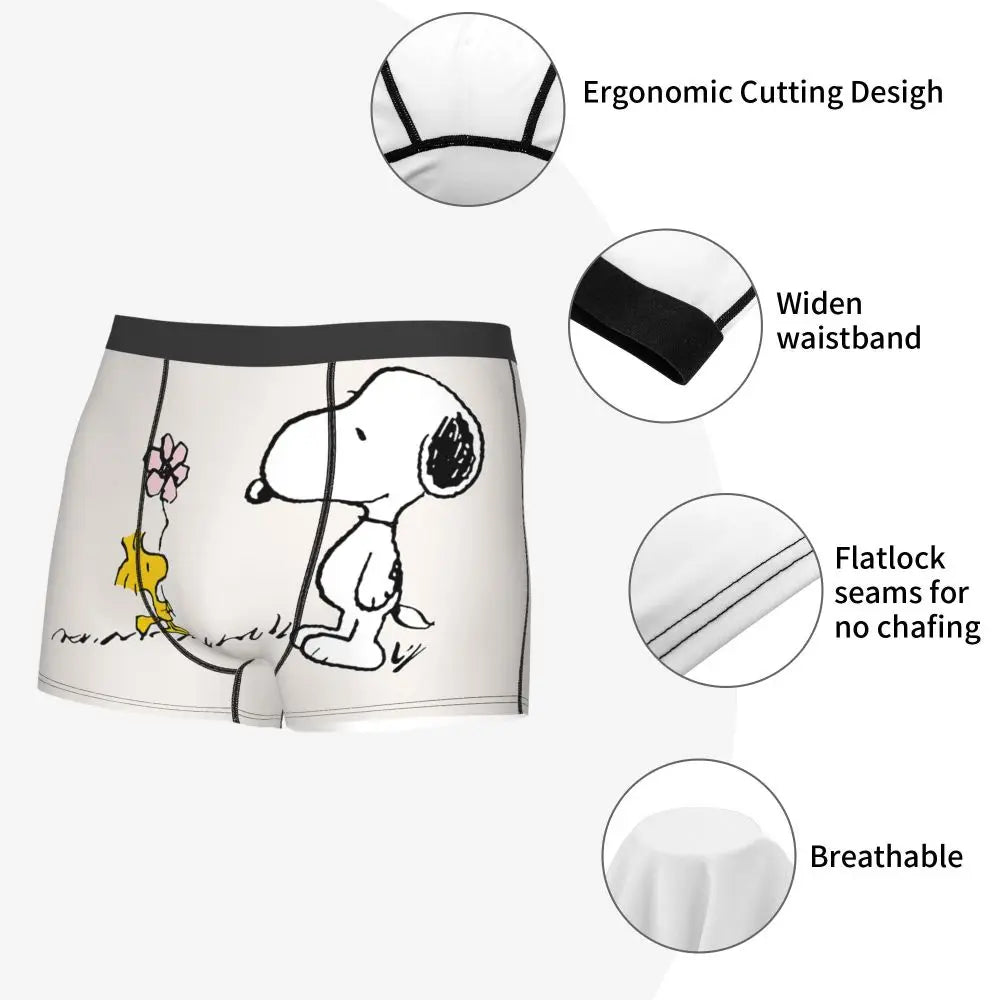 Snoopy Boxer Briefs for Men - Giggle Print Polyester Blend
