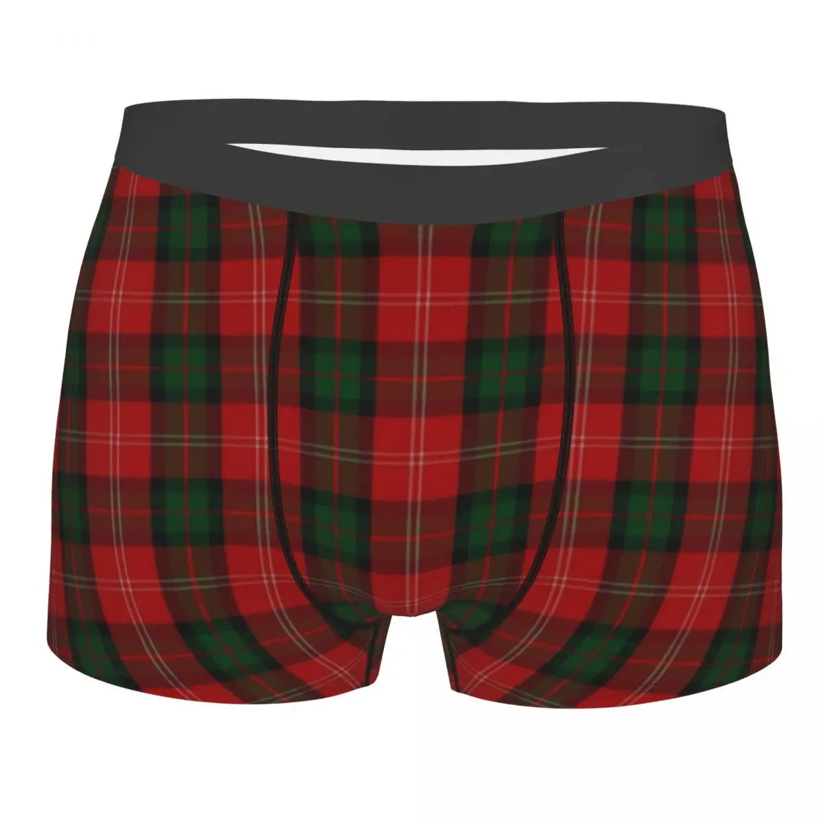 Black Watch Tartan Boxer Shorts for Men in Lycra and Polyester