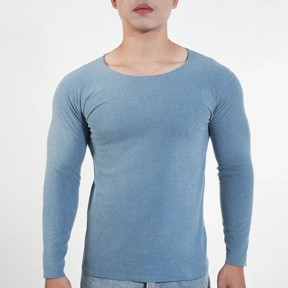 Men Thermal Underwear Long Sleeve Shirts Crewneck Fleece Lined Base Layer Top