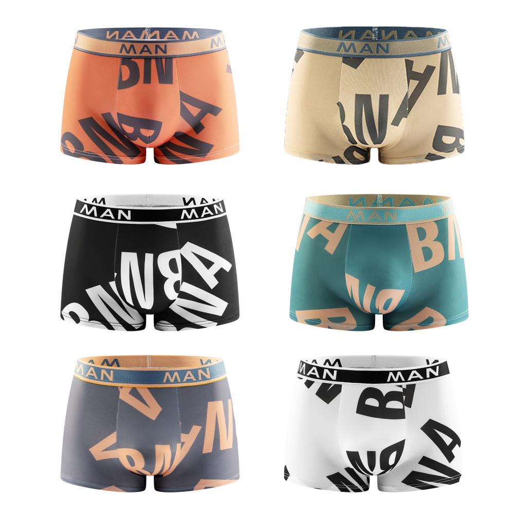 Men's Plus Size Letter Printed Boxer Shorts