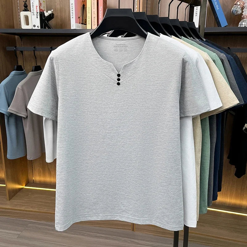 Mens Short Sleeve Henley Neck T Shirts Summer Casual Soft Breathable Lightweight Tops for Men for Work Daily Wear Streetwear