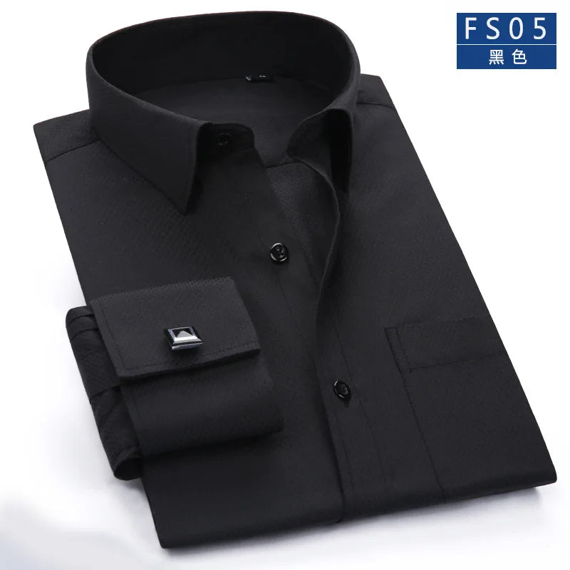 Men's Long Sleeve Formal Striped Dress Shirt