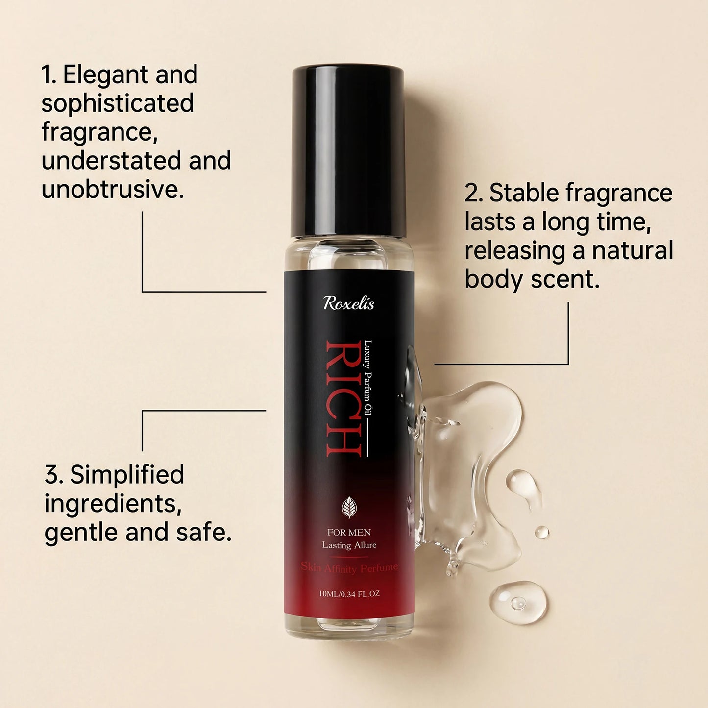 Roxelis 10ml Alcohol Free Glamour Cologne for Men