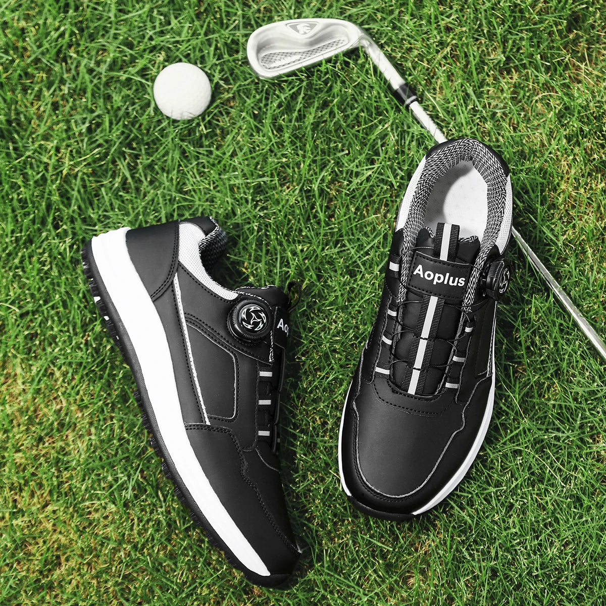 Men's Waterproof Golf Shoes with Lace-Up Closure