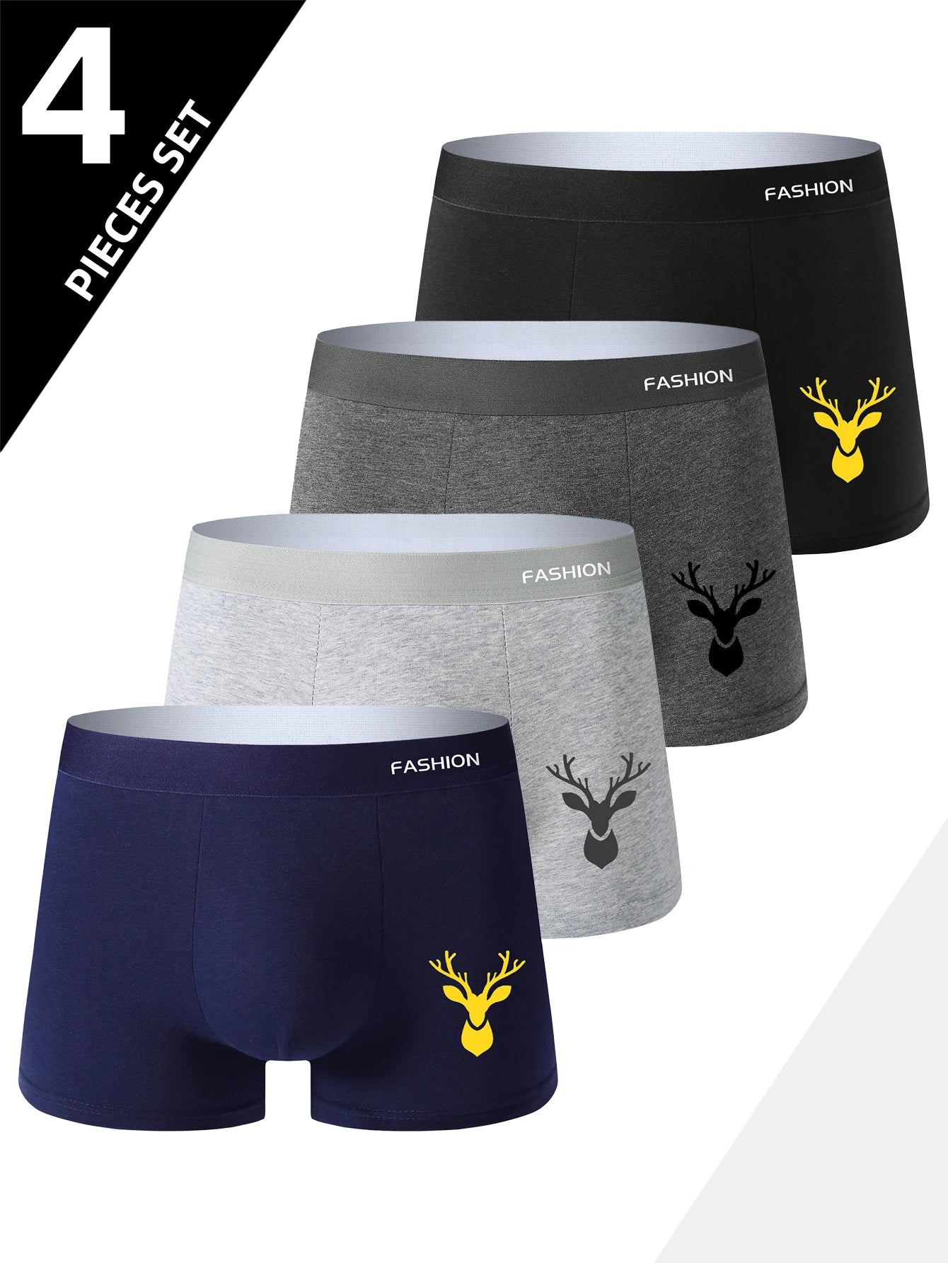 Men's Boxer Shorts 4pcs Soft Sports Breathable