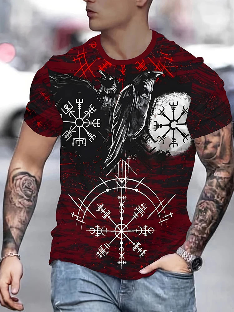 Egyptian Religious Style 3D Anubis Printed Men's Short-sleeved Shirt Outdoor Sports Men's Fitness T-shirt Street Fashion T-shirt
