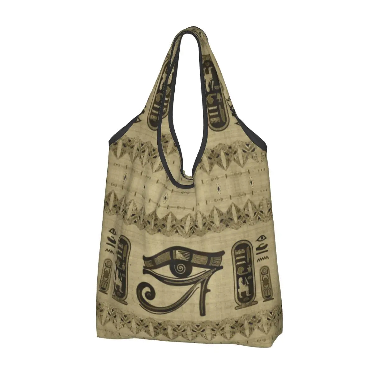 Egyptian Eye Of Horus Grocery Shopping Bags Custom Shopper Tote Shoulder Bag Portable Ancient Egypt Hieroglyphics Handbag