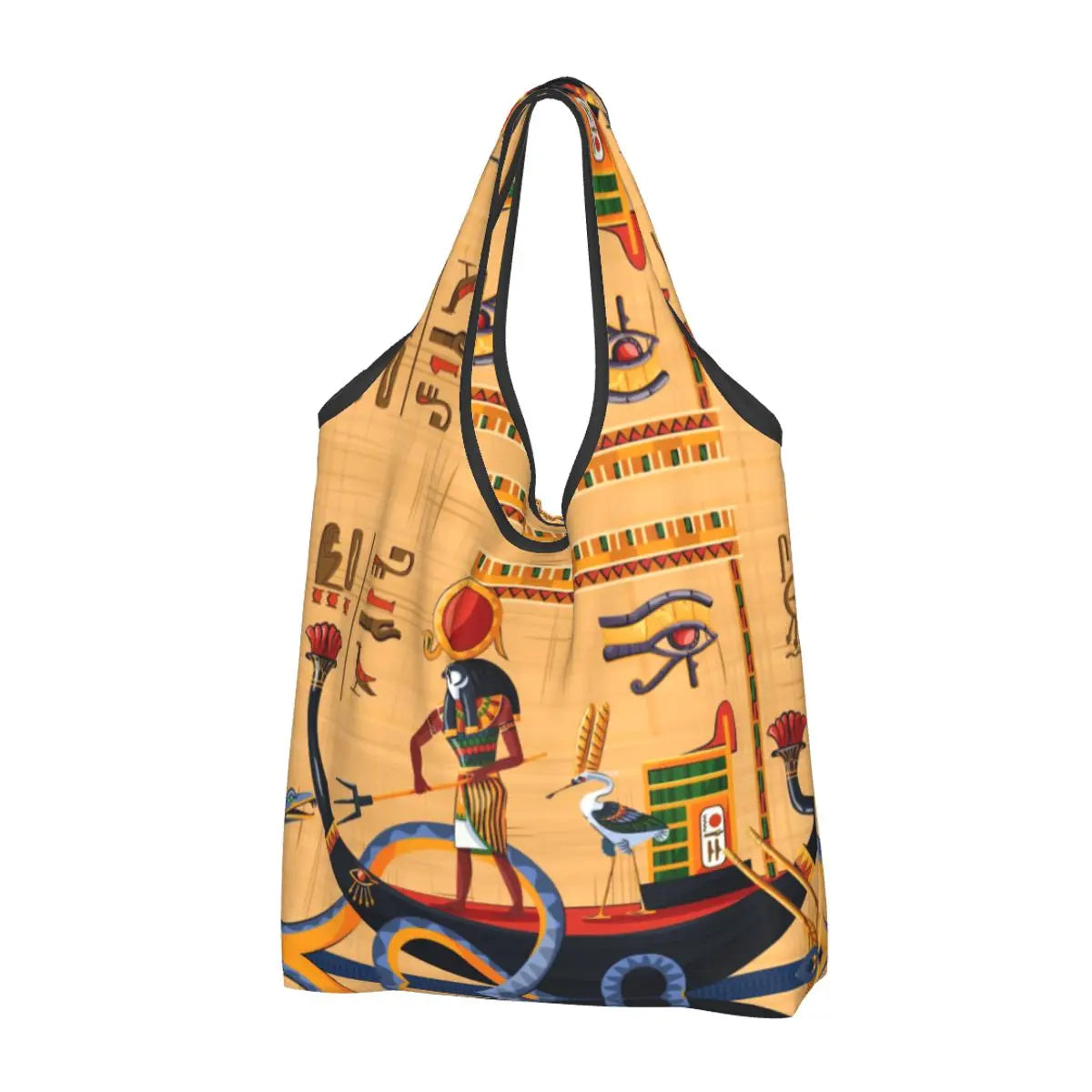 Egyptian Eye Of Horus Grocery Shopping Bags Custom Shopper Tote Shoulder Bag Portable Ancient Egypt Hieroglyphics Handbag