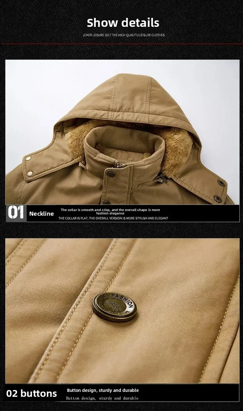 Plus Size Fleece Military Bomber Jacket Men Multi-pocket Pilot Jacket