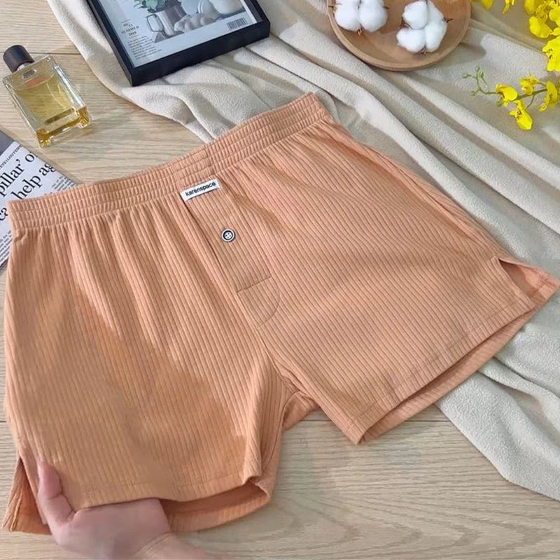 Mens Underwear Stretch Cotton Boxer Shorts Threaded Aro Pants Sleepwear Loungewear Shorts Boxers Male Underpants Panties 1PCS