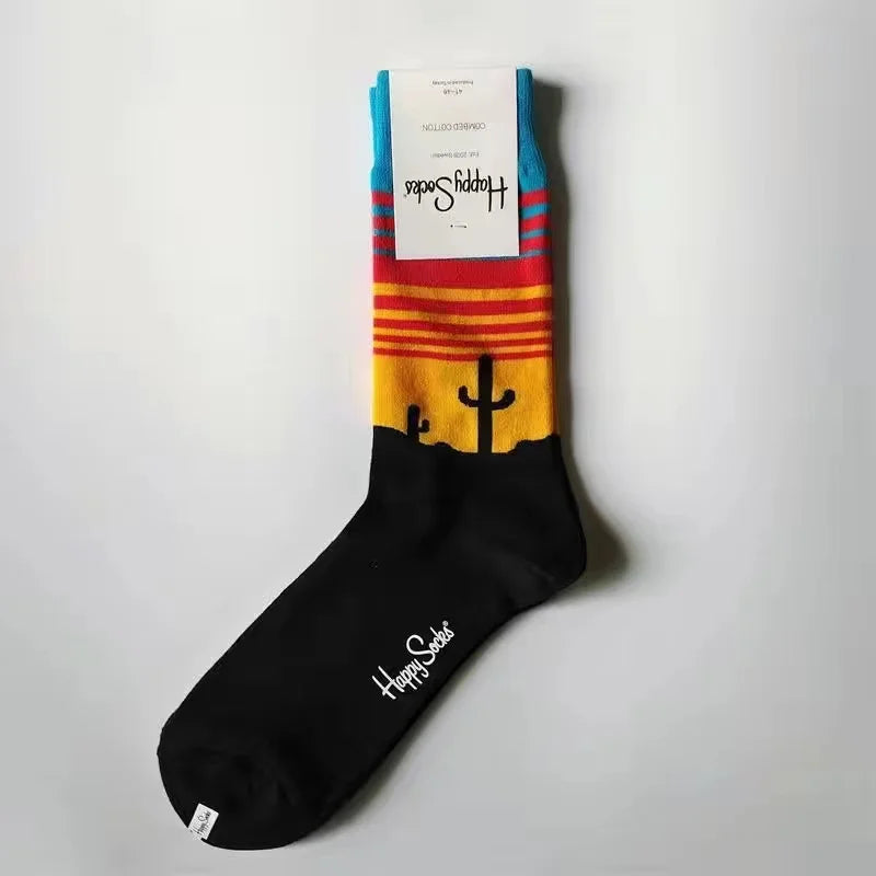 Men's Graphic Print Fun Happy Socks Casual Crew Dress Socks 41-46