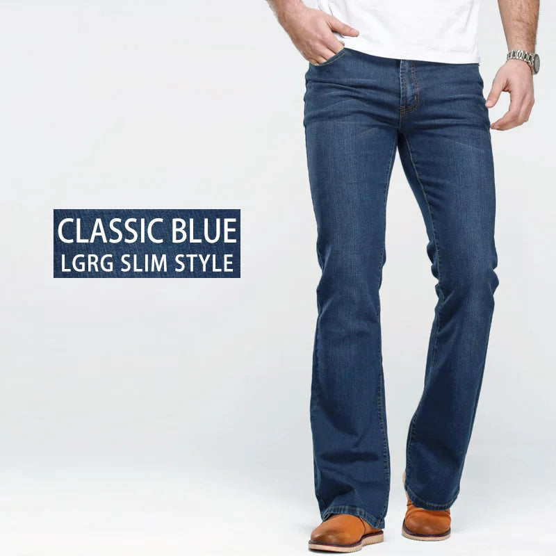 LGRG Men's Slim Fit Bootcut Jeans in Blue Black